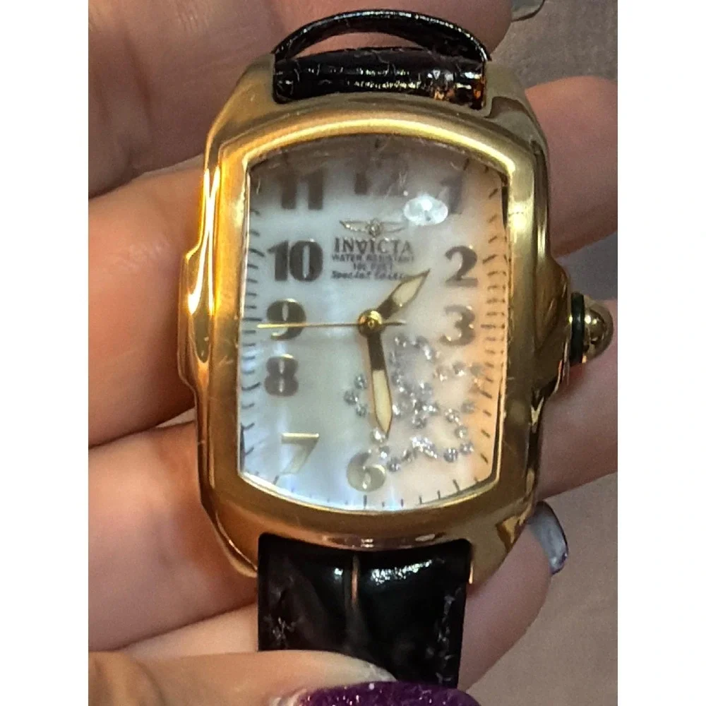 Invicta Baby Lupah Special Edition Watch Set Mother Pearl 7 Leather Straps Box